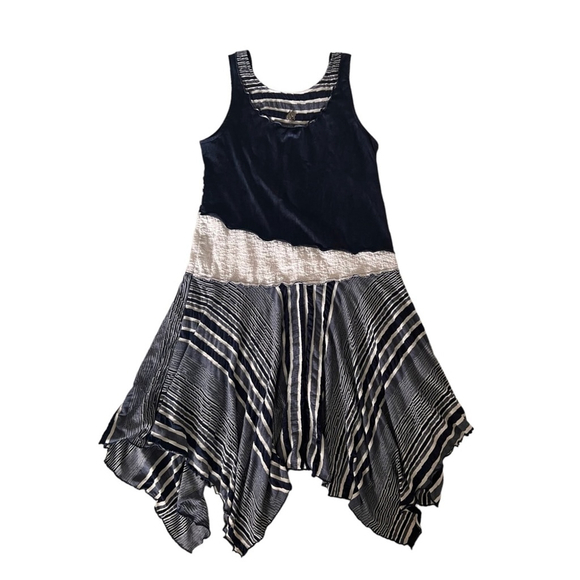 Le Blanc Mouton Drop Waist Asymmetrical Patchwork Dress Size S - Picture 4 of 7